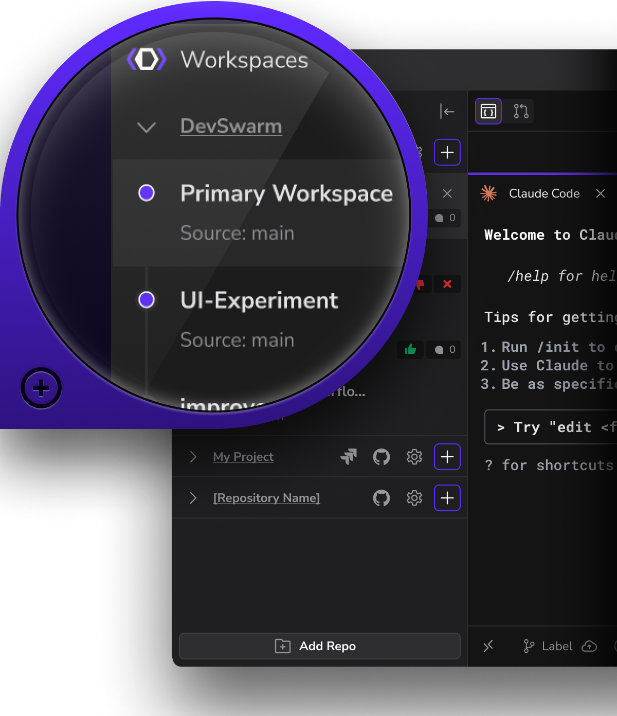 Dropdown to choose your coding editors to add to your stack
