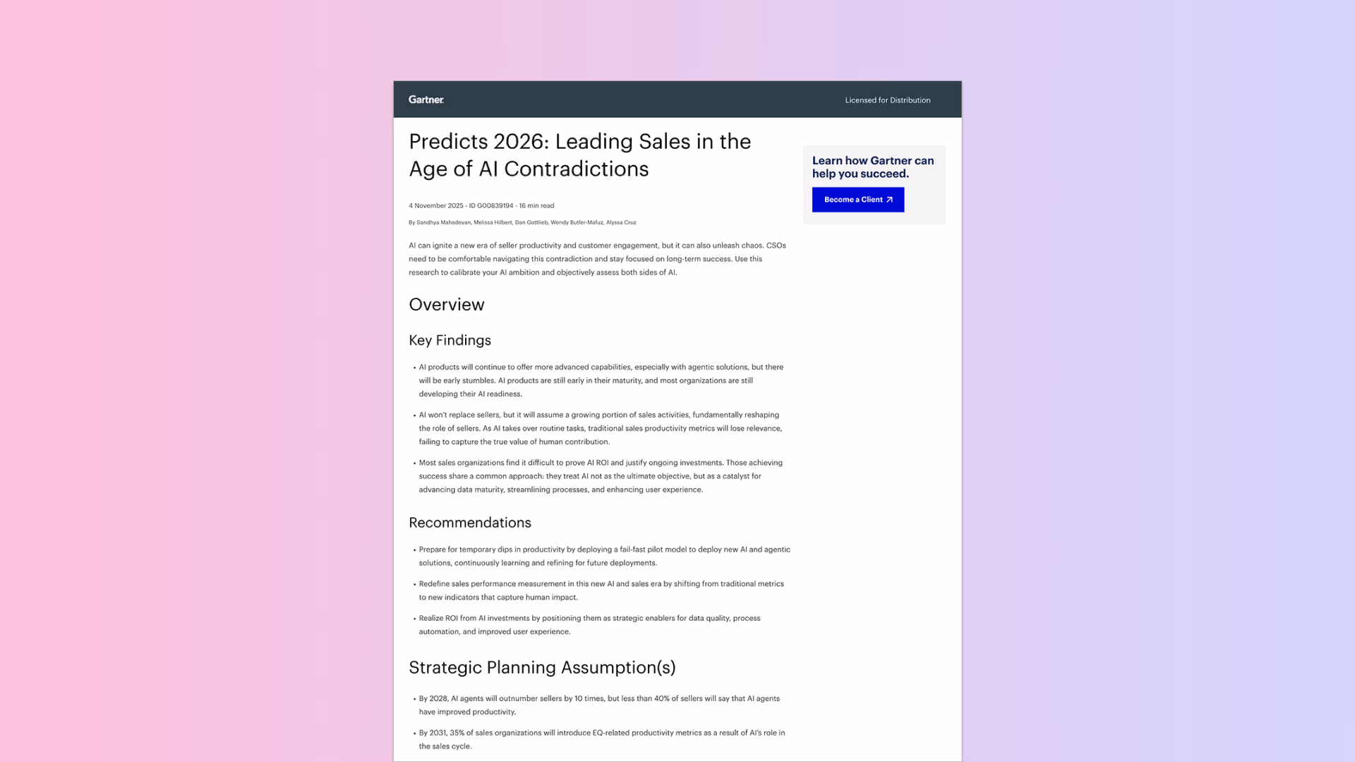 Gartner AI Sales Research