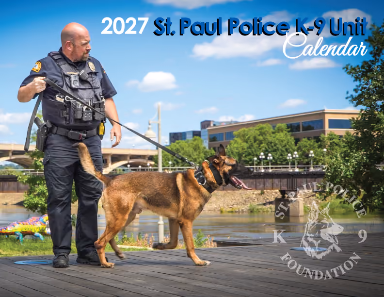 St. Paul Police K-9 officers and their dogs featured in the K-9 Unit Calendar