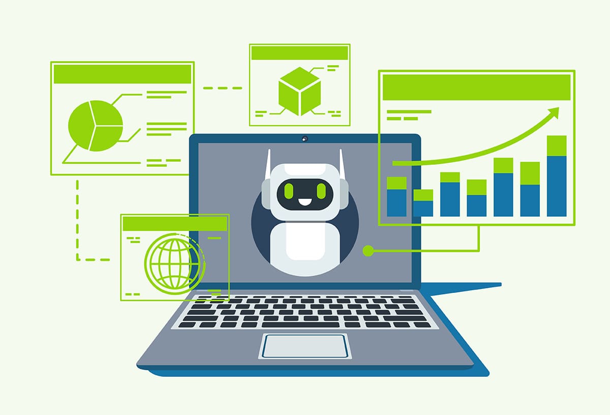 Illustration of AI strategies on a laptop