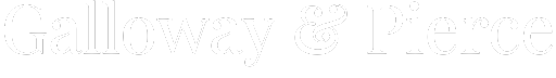 White text logo reading Galloway & Pierce