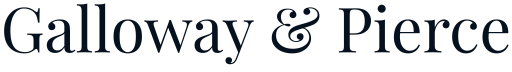 Black text logo reading Galloway & Pierce