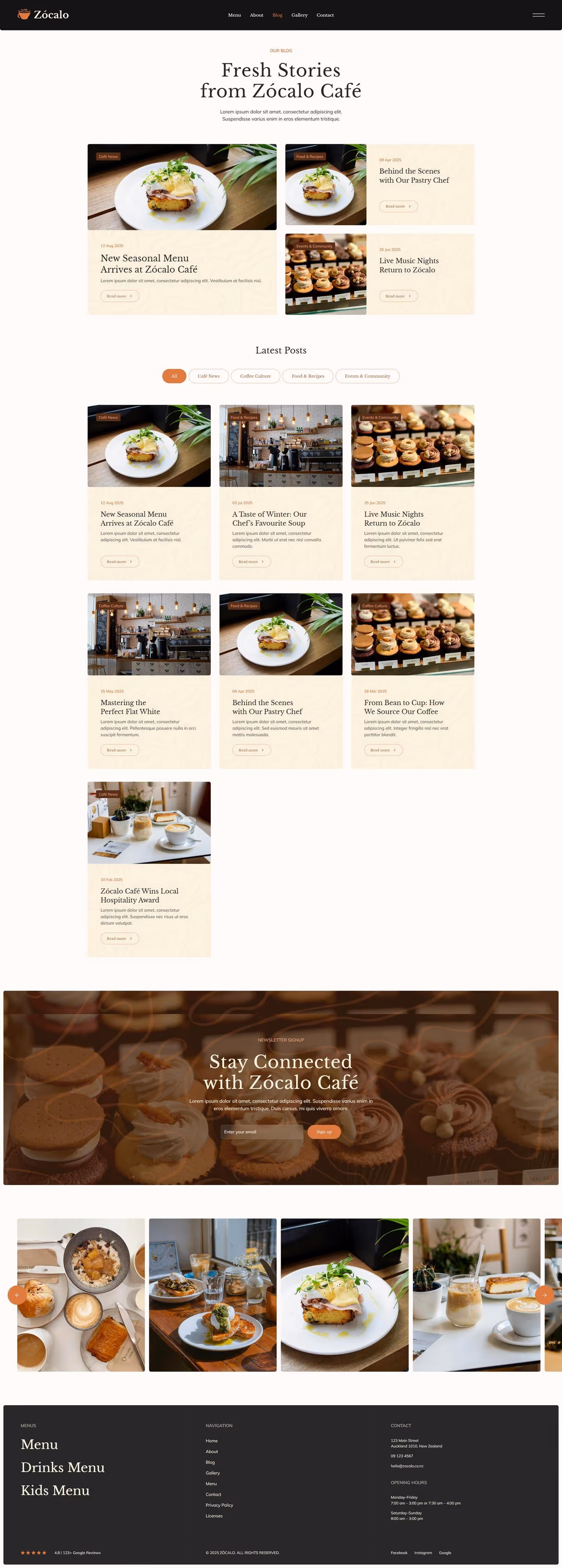 A full page screenshot of the Blog Landing Page.