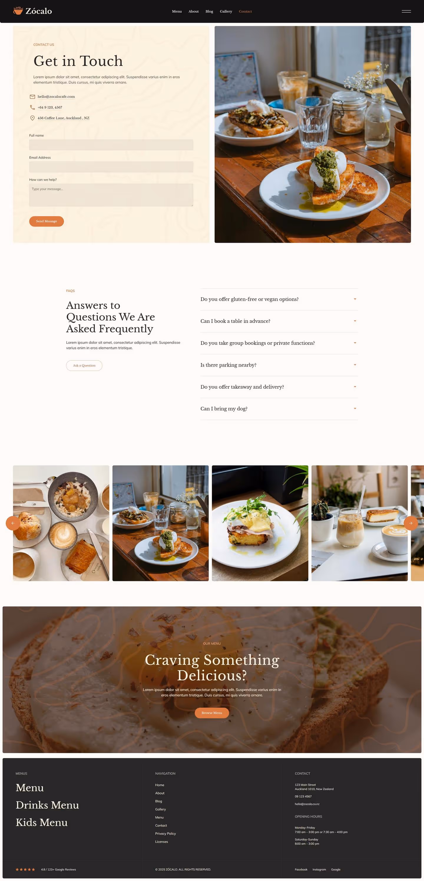 A full page screenshot of the Contact Page.