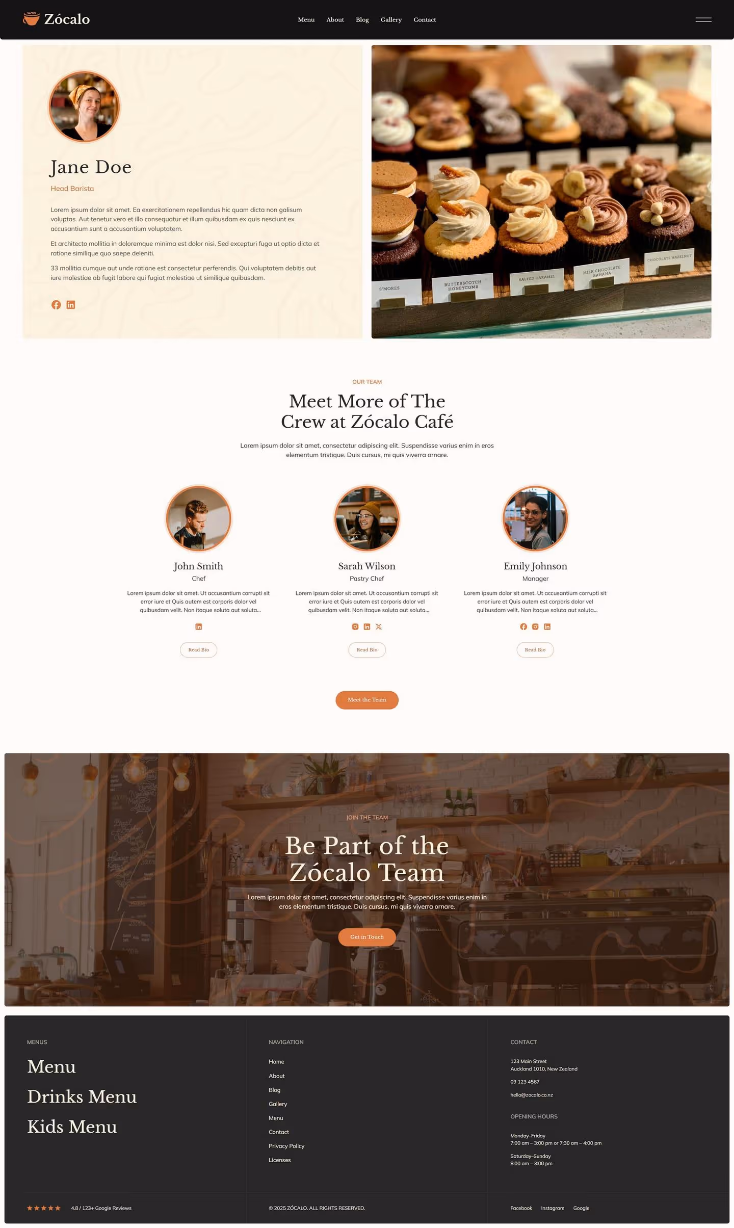 A full page screenshot of the Team Member Template Page.