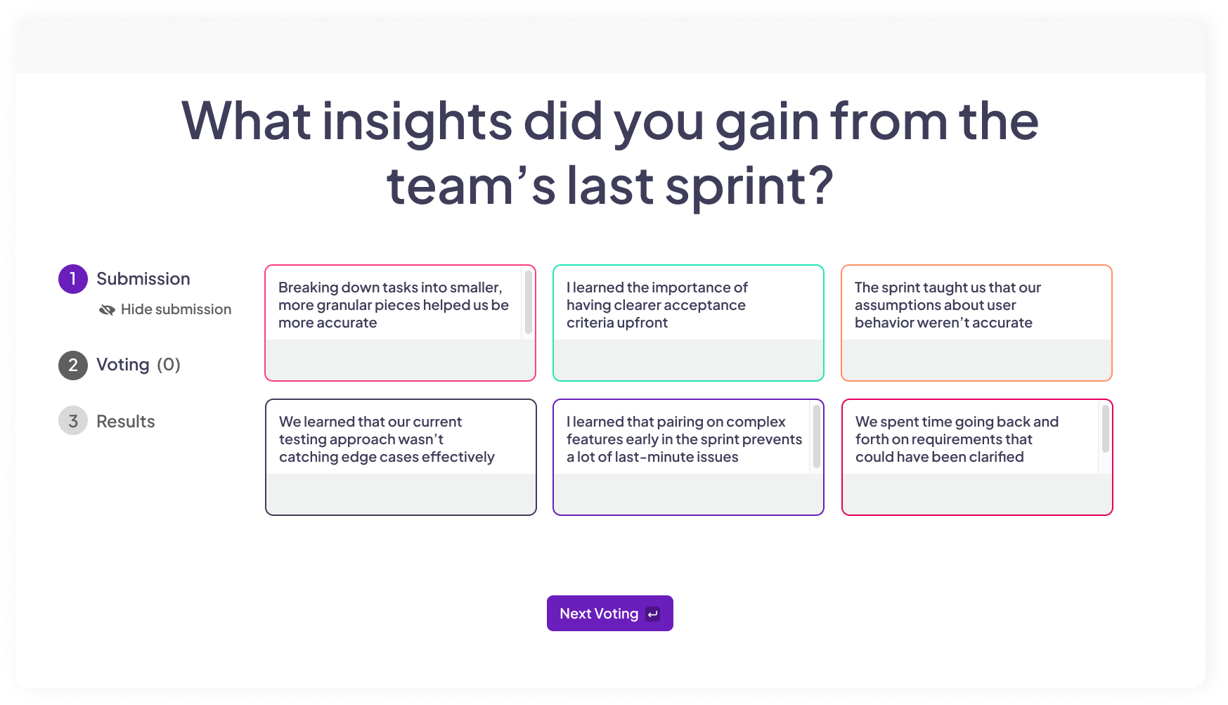 A brainstorm slide on AhaSlides which participants can contribute opinions and vote for the ones they like