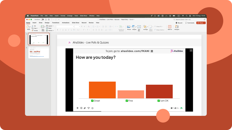 Encuesta de opciones múltiples de AhaSlides en PowerPoint