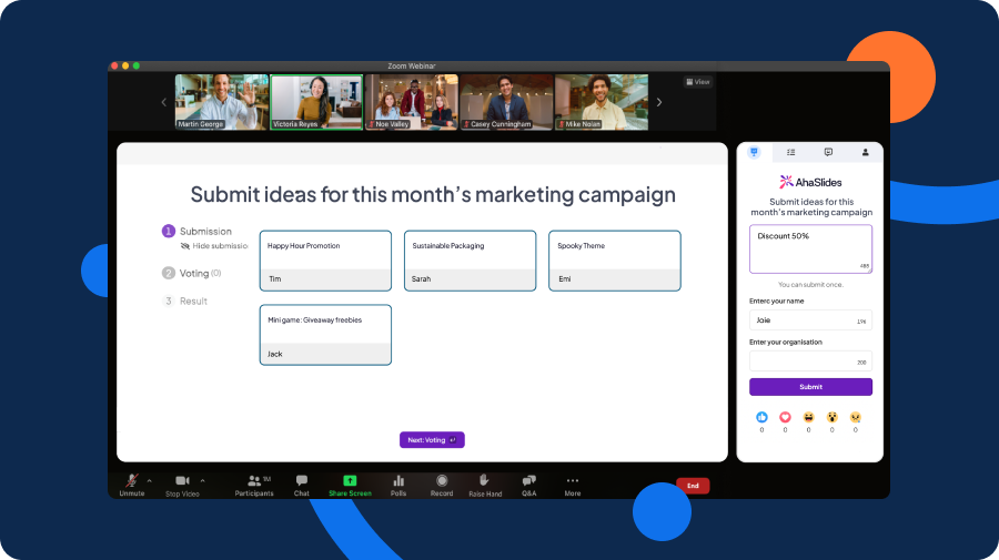 Integración de AhaSlides Zoom con participantes remotos