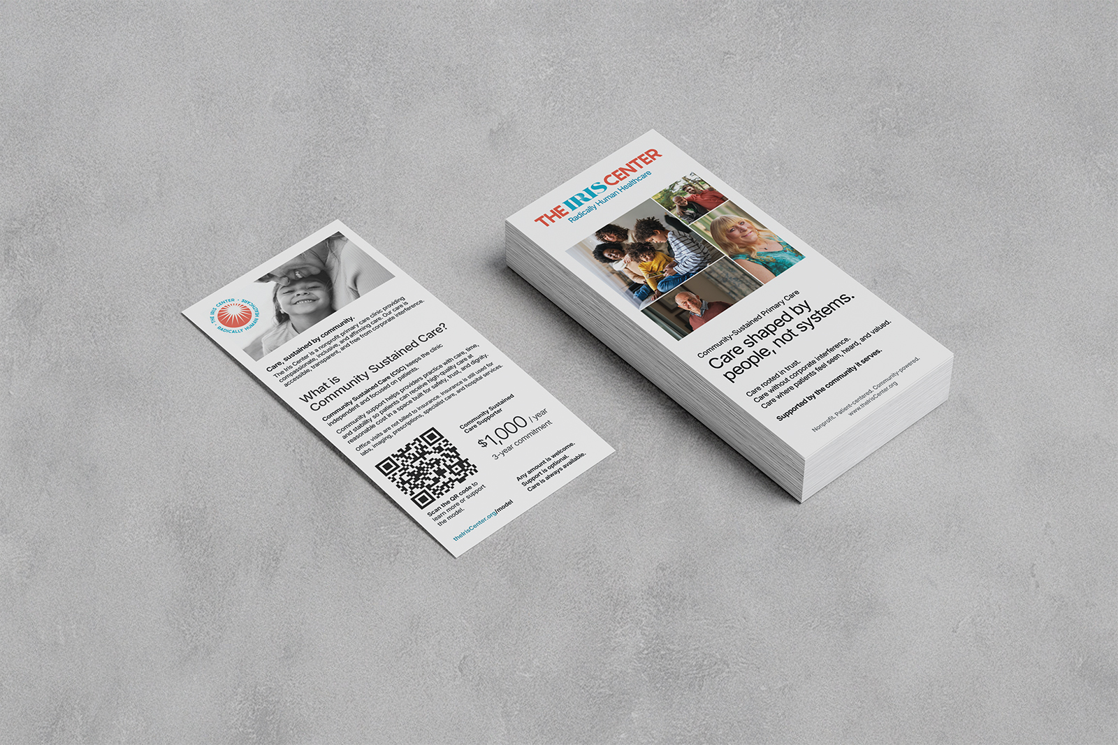 Rack Cards, written and designed by A Brand Above for The Iris Center