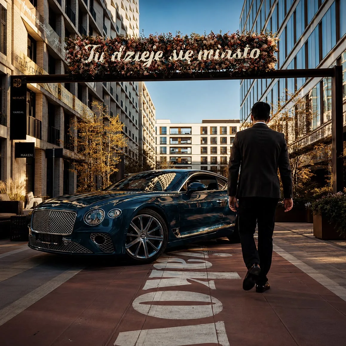 Bentley Continental GT na ulicy Warszawy podczas odbioru