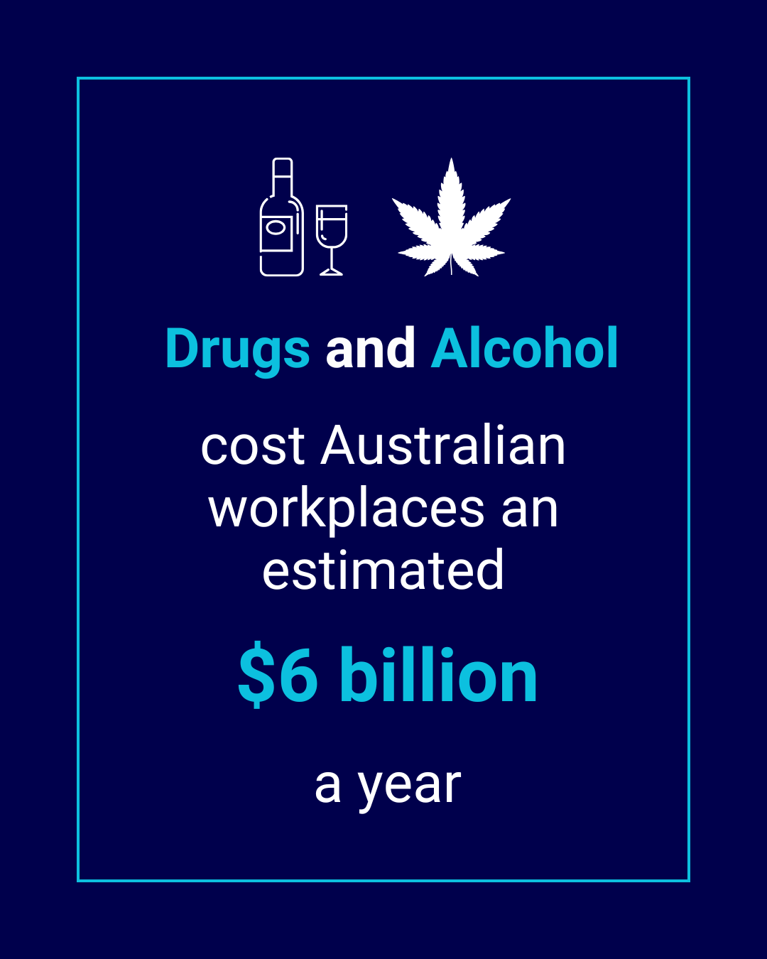 Stat Card: Drugs and Alcohol cost Australian Workplaces an estimated $6 billion a year. 
