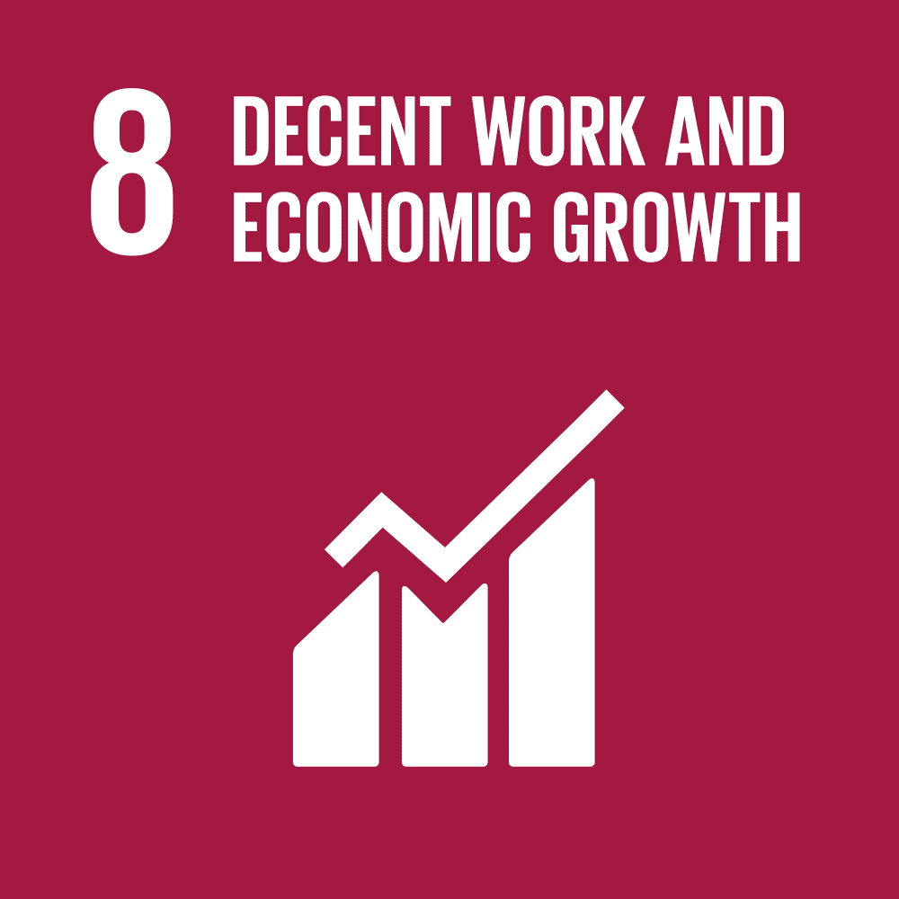 Decent Work economic growth UN sustainability goal No 8, gif in multi languages