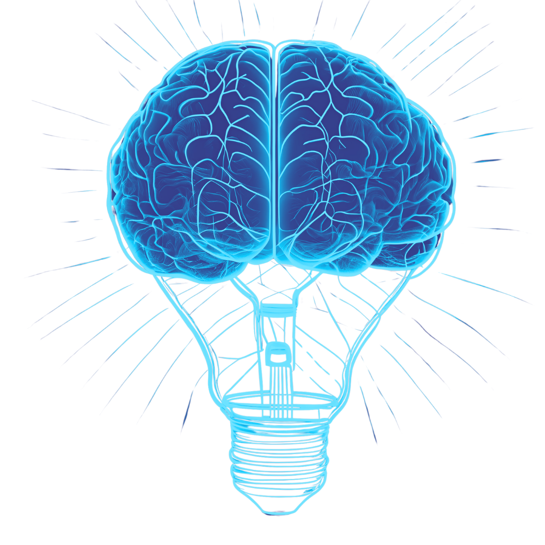 Brain lightbulb illustration.