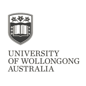 UOW logo. Crest with words University of Wollongong Australia under it. 