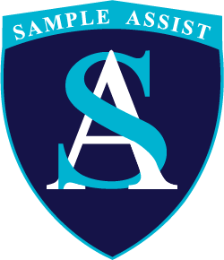 Sample Assist Crest. The letters SA are intertwined in the centre and the words Sample Assist appear at the top of the shield.