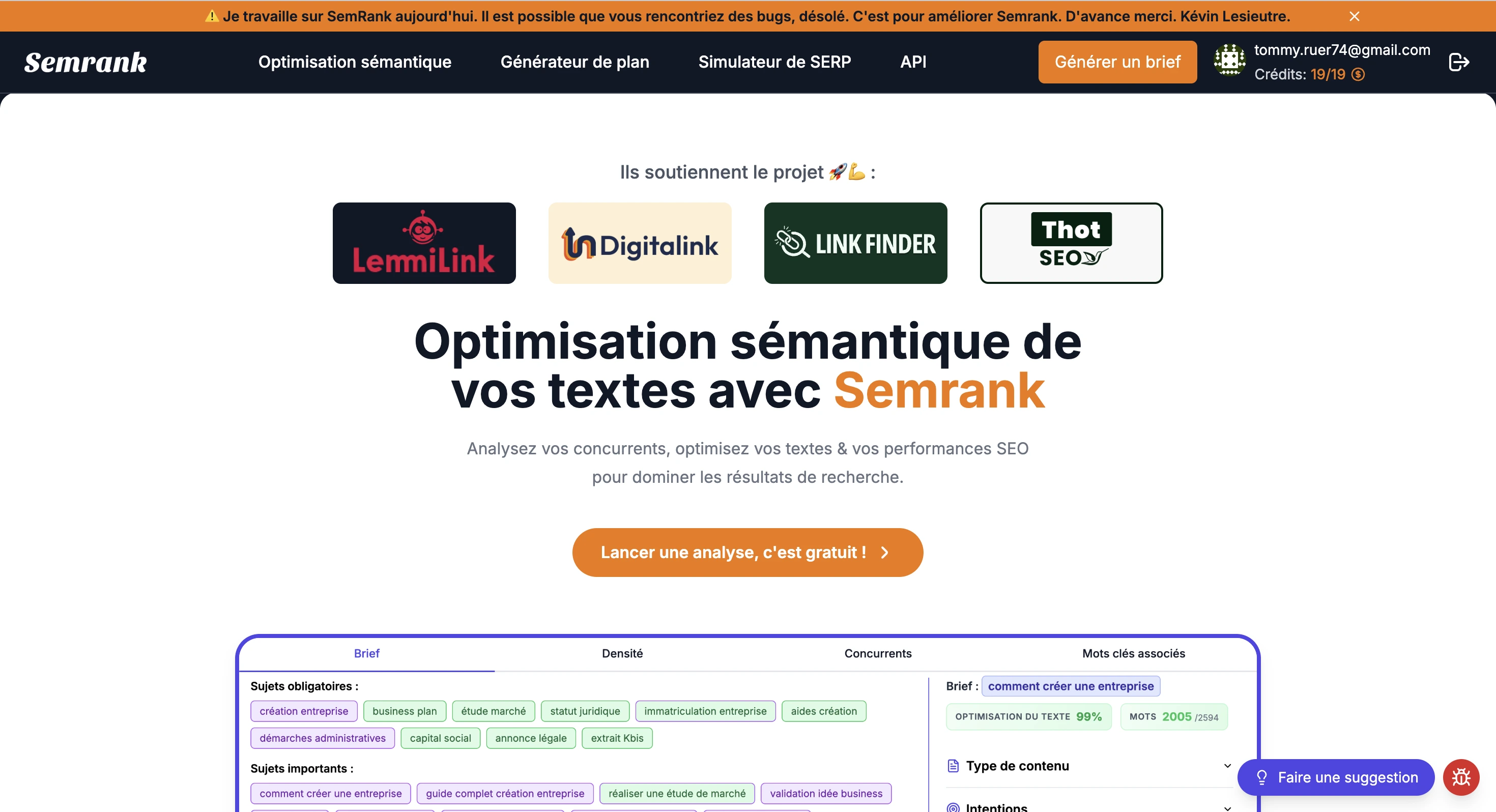 Home page Semrank.io