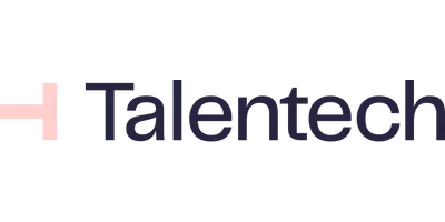 Talenttech-logo med en stilisert H i rosa til venstre og svart Talenttech-tekst til høyre.