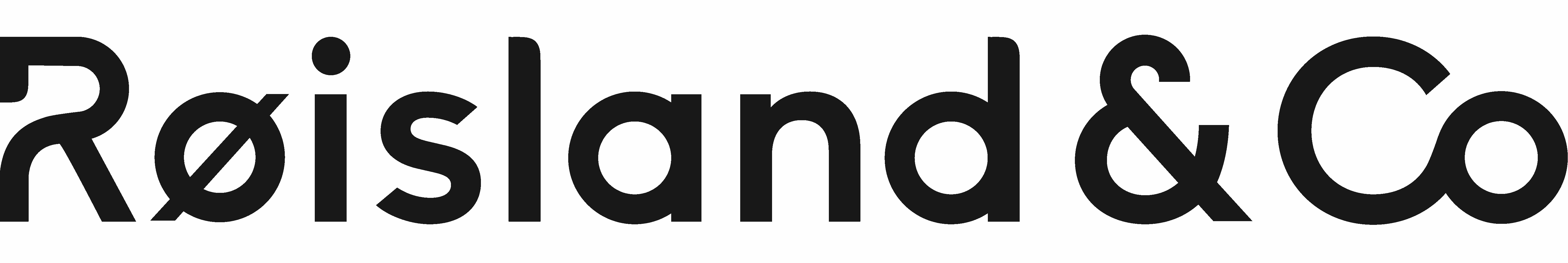 Logoen for Røisland & Co med svart tekst på hvit bakgrunn.
