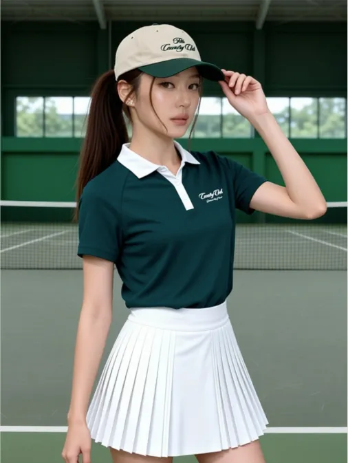 AI virtual fitting result from the FILA new collection launch: the guest restyled in tennis wear on a court