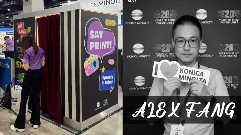 Instabooth 2.0 on the Konica Minolta stand at a print technology trade show