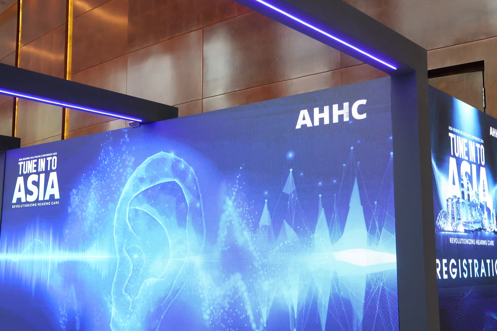 Large format interactive LED wall environment at a conference venue in Malaysia