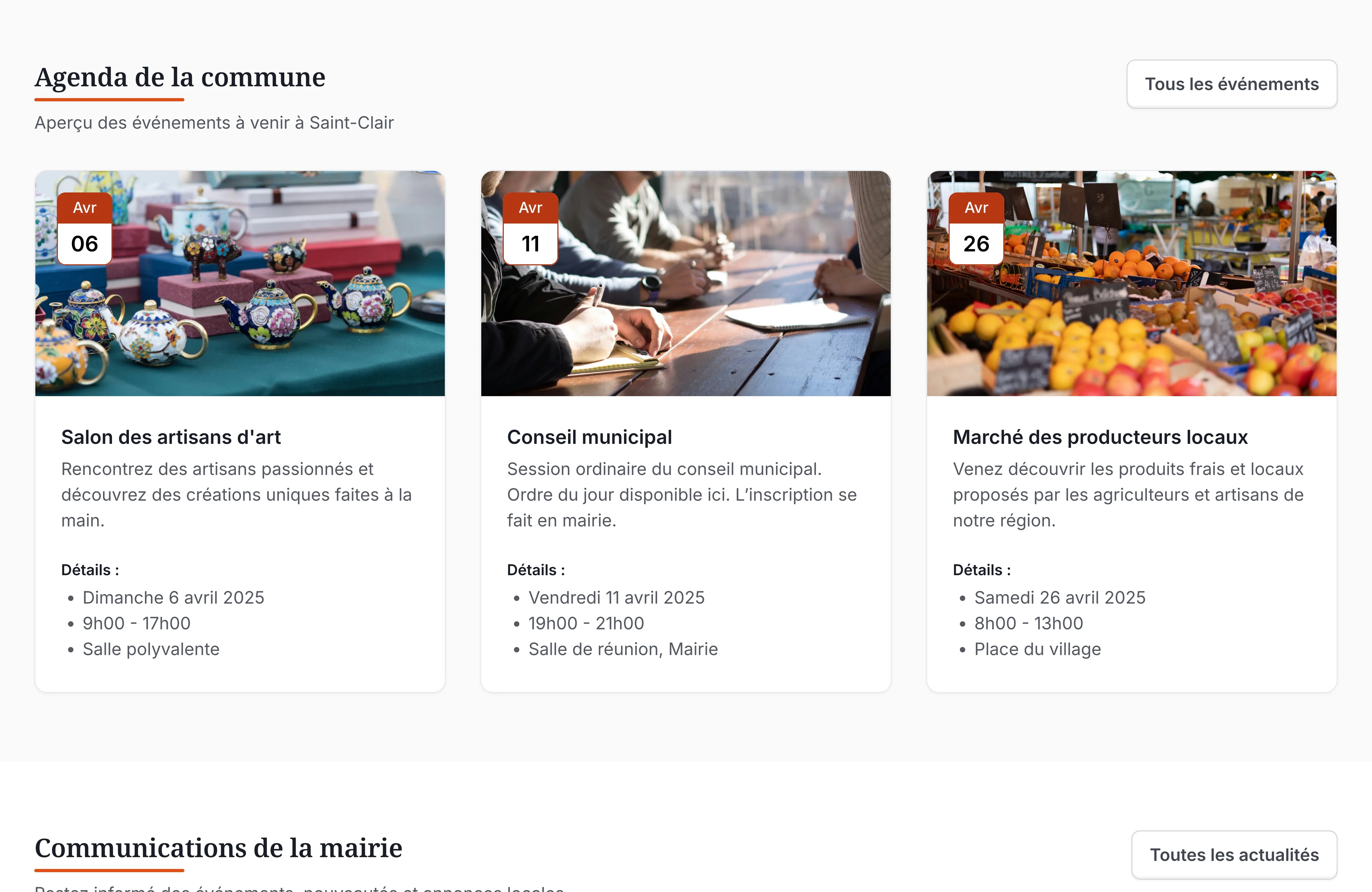 Aperçu du site de demo