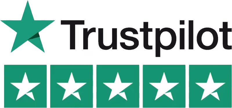 Trustpilot logo with a 5 star rating.