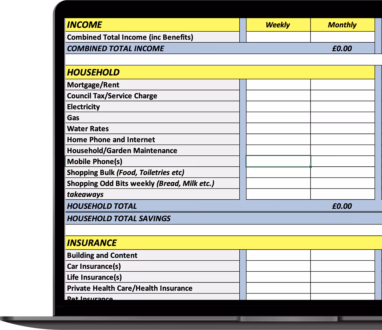 An example of the Genistar Budgeting Tool