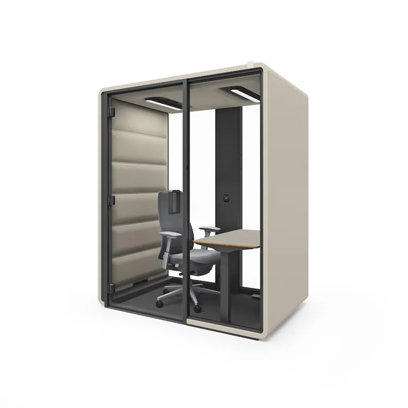 Hushoffice Hushfree Work akoestische kantoorcabine met ergonomische werkplek