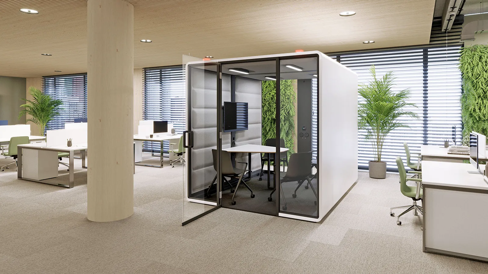 Hushoffice Hushfree L Access rolstoeltoegankelijke akoestische vergaderunit