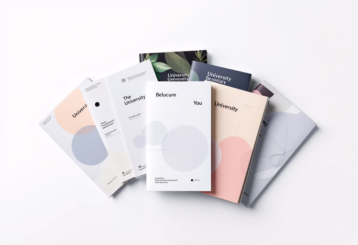 [background image] image of educational brochures (for a university)