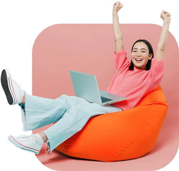 Happy finance professional using Zahara AP automation on a laptop with seamless integrations to Xero, MYOB, Sage, and Microsoft Business Central, showing export to accounts workflow.