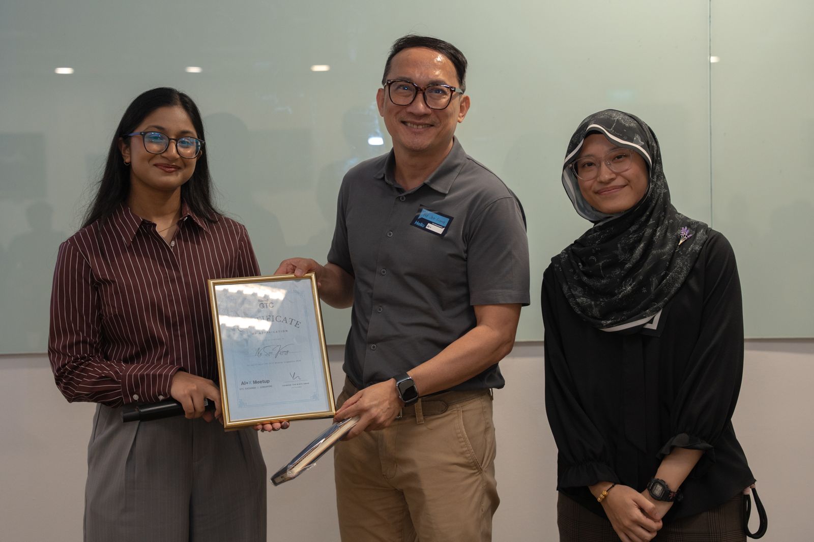 On stage with Prof. Ng See-Kiong (NUS) and co-host Yasmeen Tan