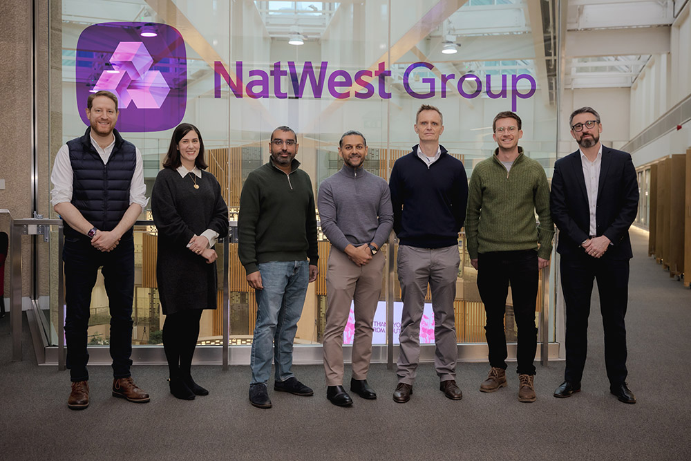 Photo from NatWest: L-R: David Grunwald, Director of NatWest Innovation, Nicky Goulimis, Co-founder at TunicPay, Jinesh Vohra, Co-founder and CEO, Sprive, Irfan Khan,CEO and founder, Stephen Ashworth, CEO, AperiData, Alex Somervell, Co-founder and CEO of Ask Silver, Lee McNabb, Head of Payments Strategy & Partnerships at NatWest