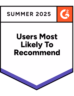 Gartner badge for users most likely to recommend for summer 2025