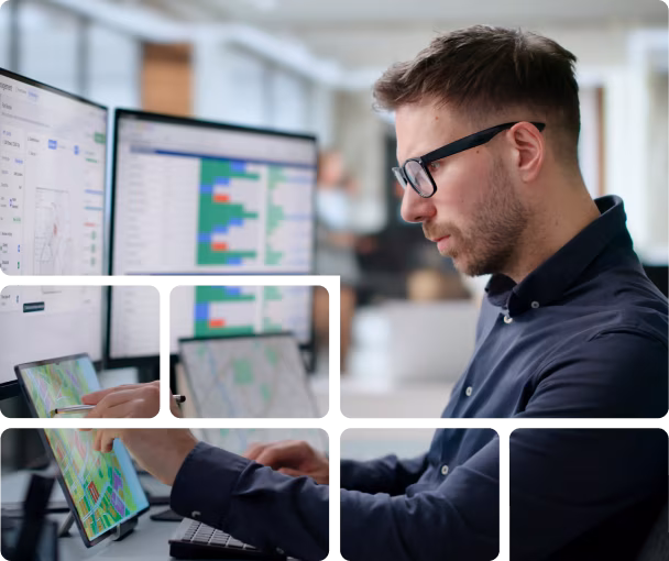 man using Facil-it to keep track of work orders at different locations over the map.