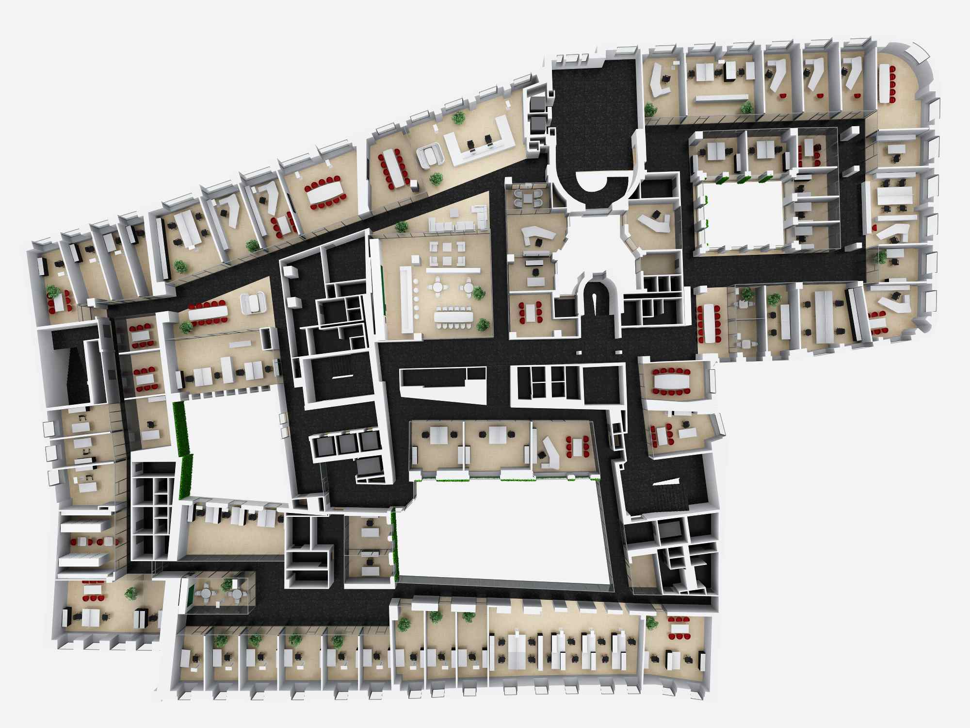 Grundrissplan des Fleischmarkt-Gebäudekomplexes mit Raumaufteilung