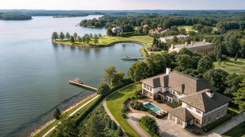 Riverside villa featuring a private boat dock.