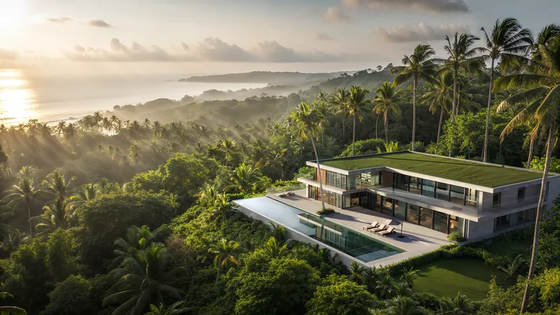 Aerial bird's-eye view of a modern villa property.
