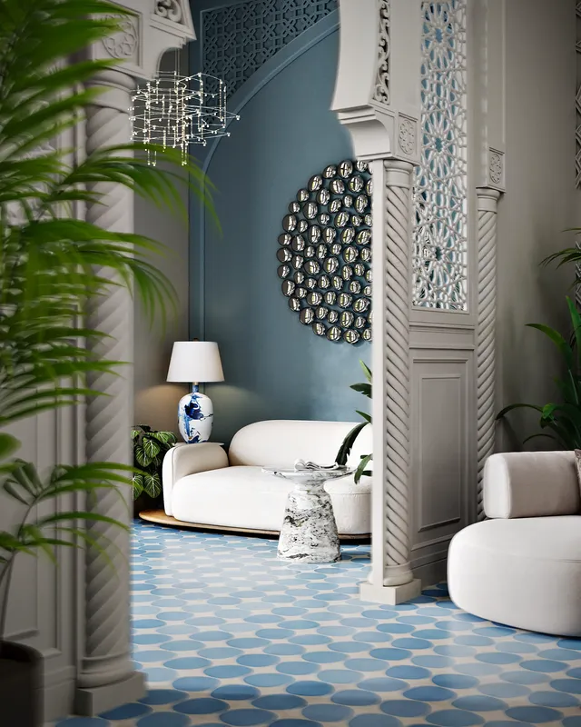 Secluded relaxation niche featuring a comfortable sofa.