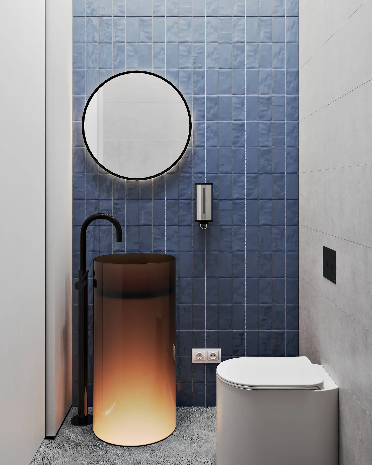 Clean, minimalist design of a modern office toilet cubicle.