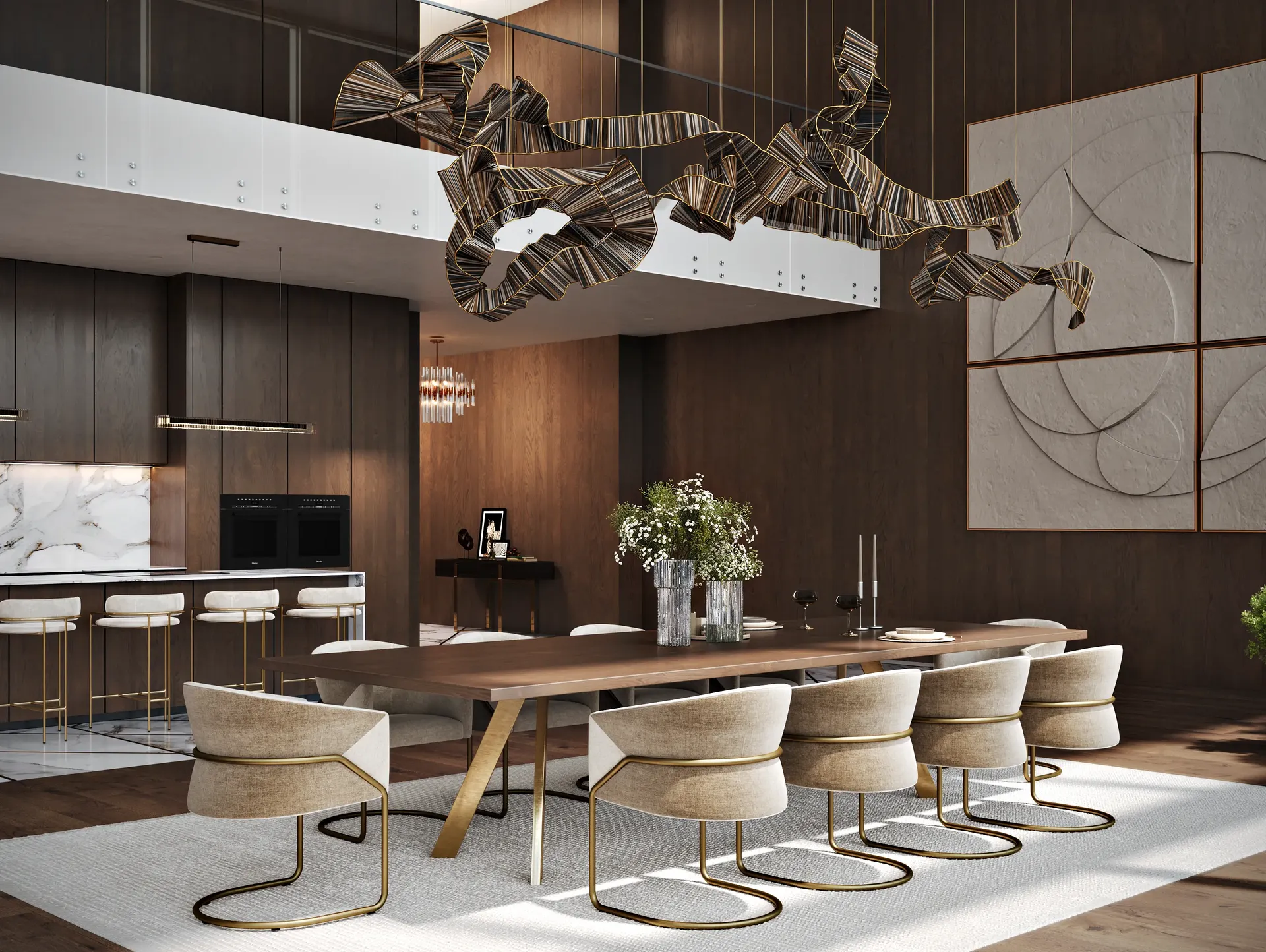 Interior view from the dining area towards the kitchen and hallway, showcasing the home's flow.
