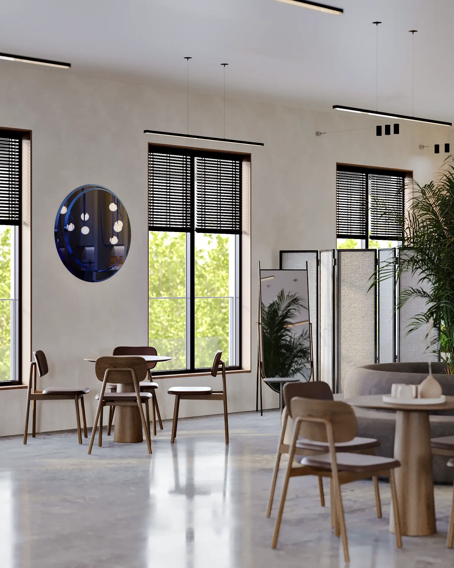 Intimate dining spot by a window, with a table set for a small group.