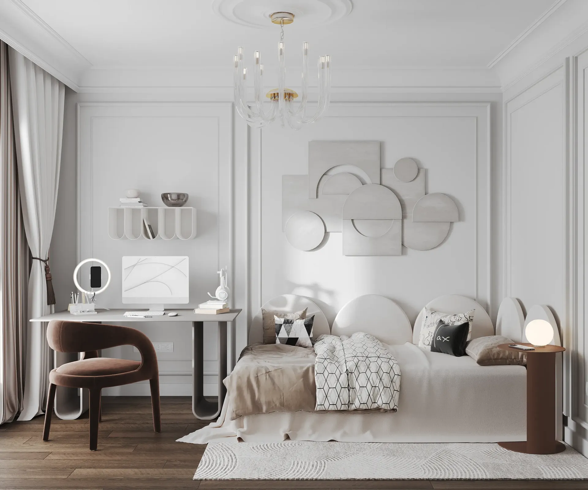 Overview of functional teen room design with study and sleep zones