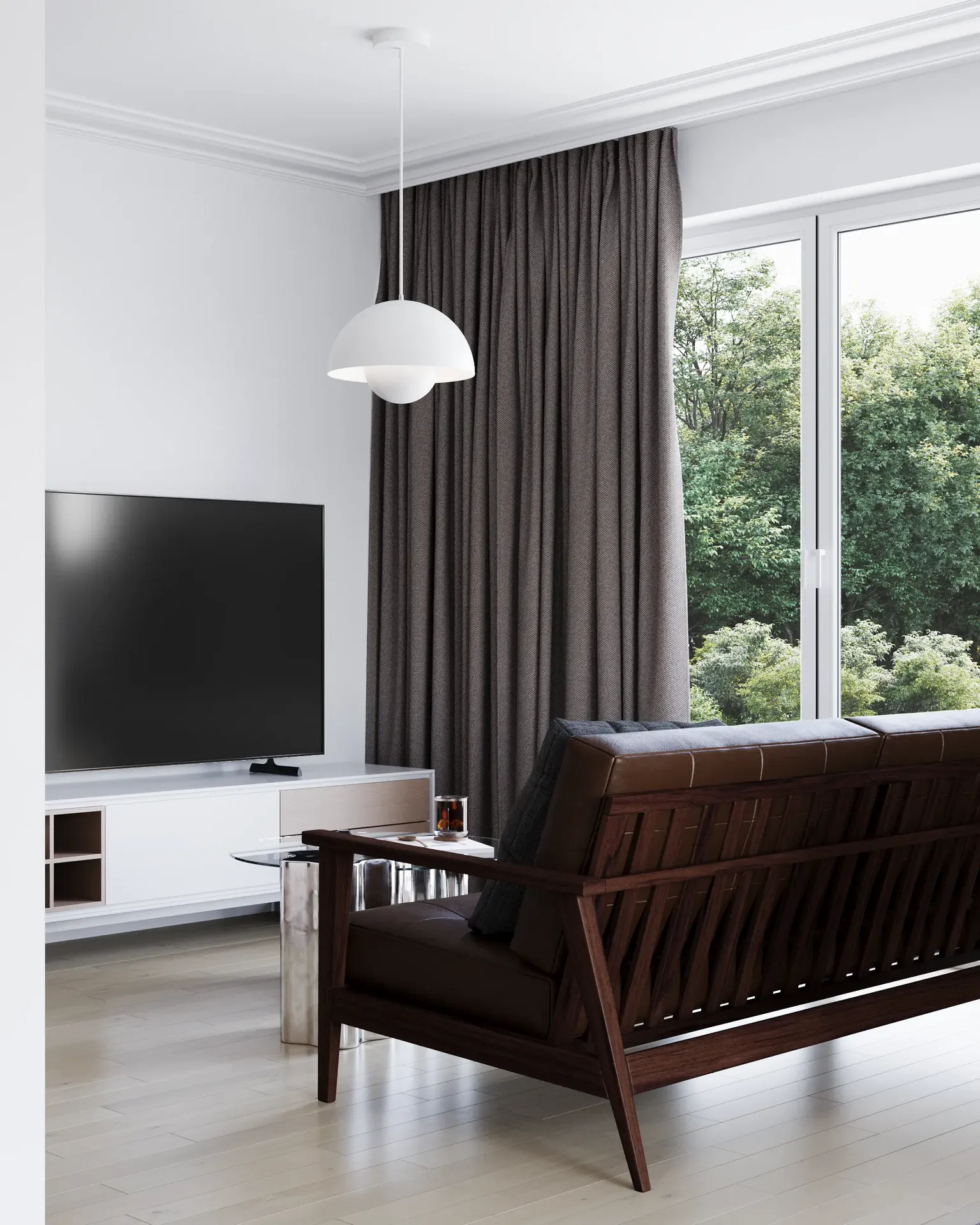 Angled view of a TV zone.