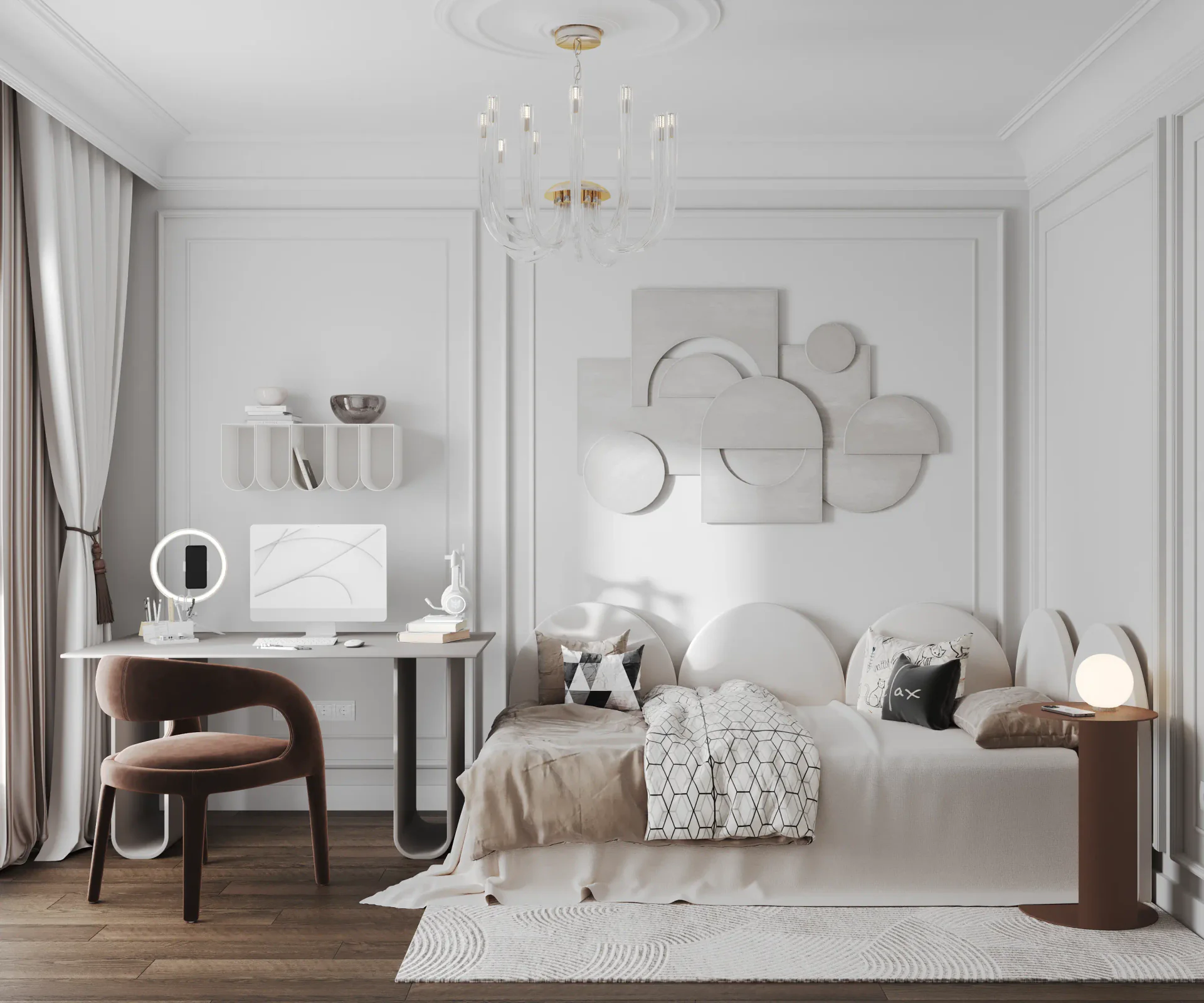 Overview of functional teen room design with study and sleep zones