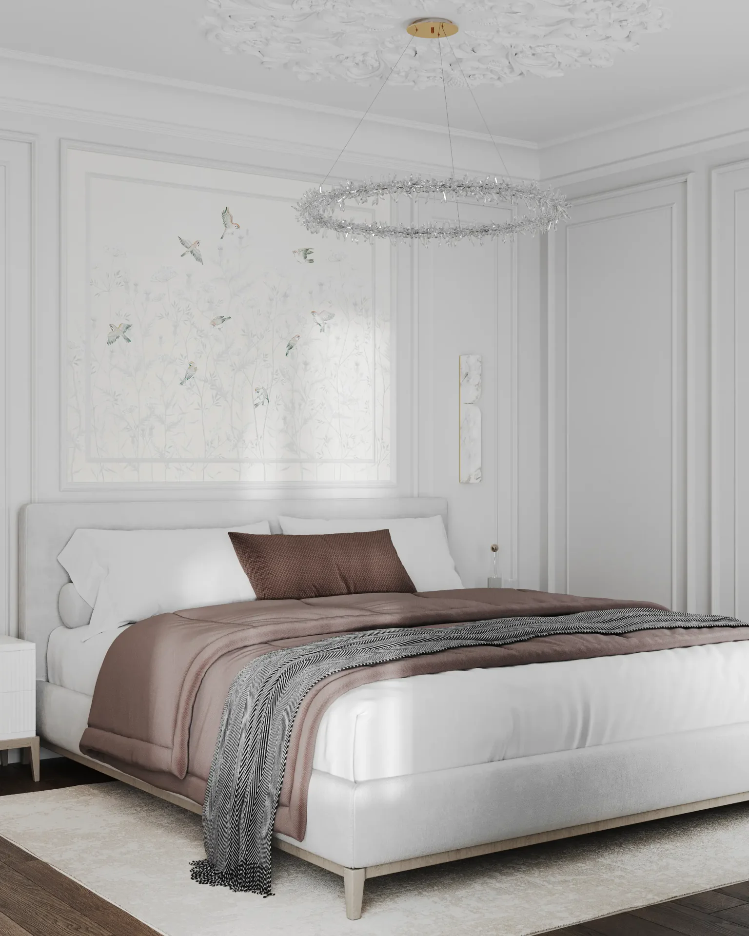 Master bedroom interior featuring a luxurious king-size bed