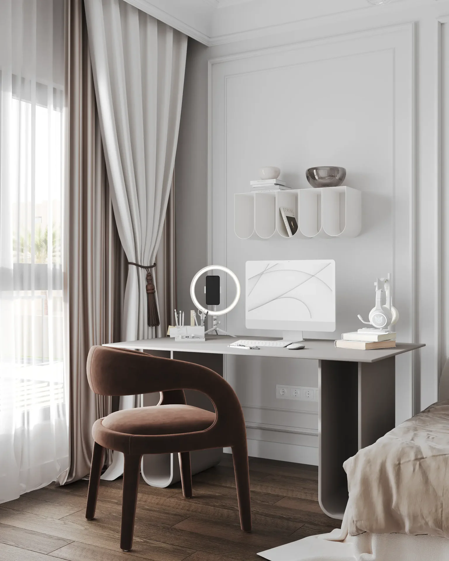 Teen study area with computer desk positioned by window
