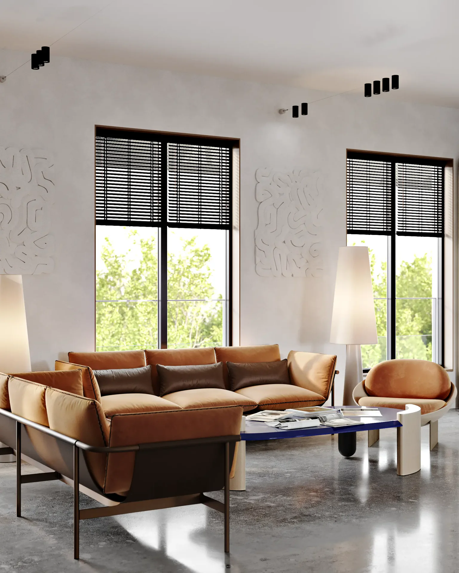 Cozy dining nook by a window, featuring a table and a comfortable banquette sofa.