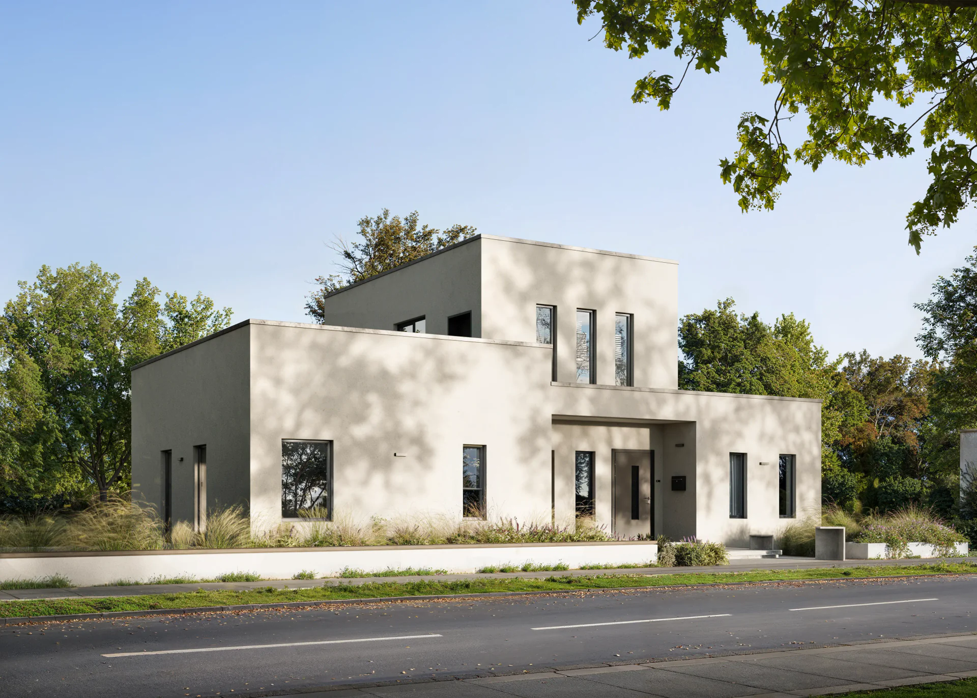 View of the facade and entrance group.